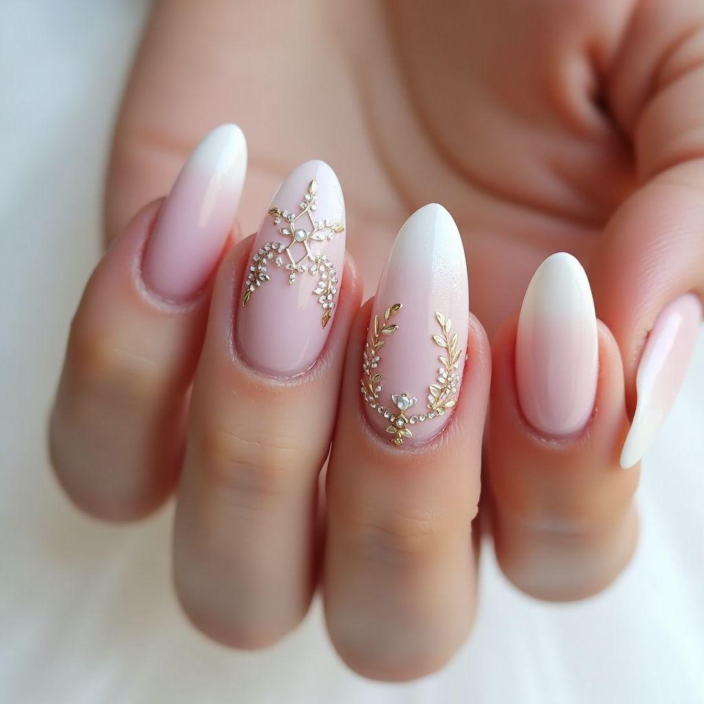 Wedding Coffin Nail Design