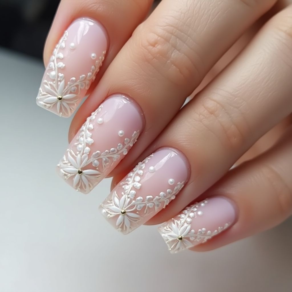 Wedding Square Nail Design