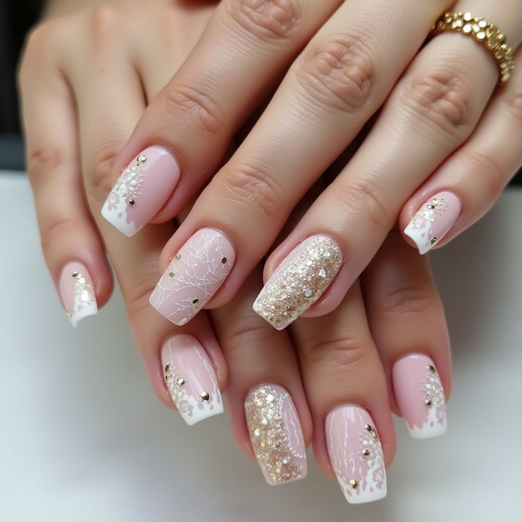 Wedding Square Nail Design