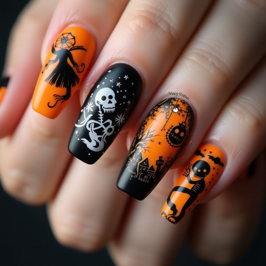 Halloween Coffin Nail Design