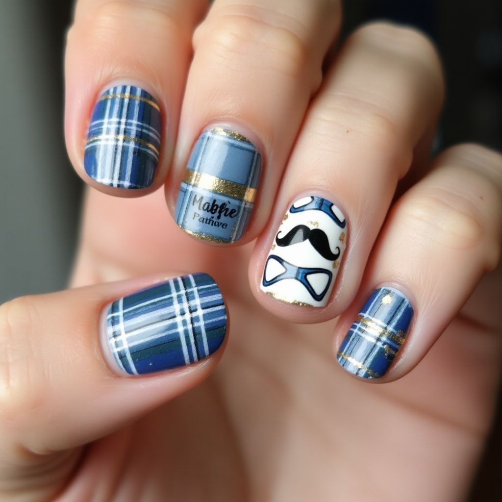 Father's Day Round Nail Design
