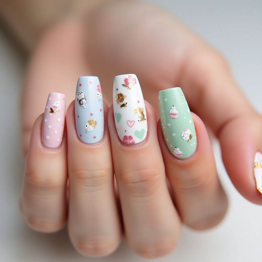 Baby shower Coffin Nail Design