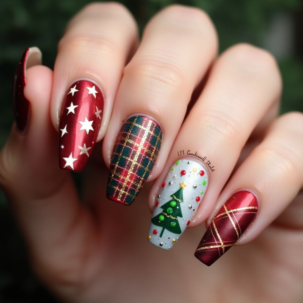 Christmas Coffin Nail Design