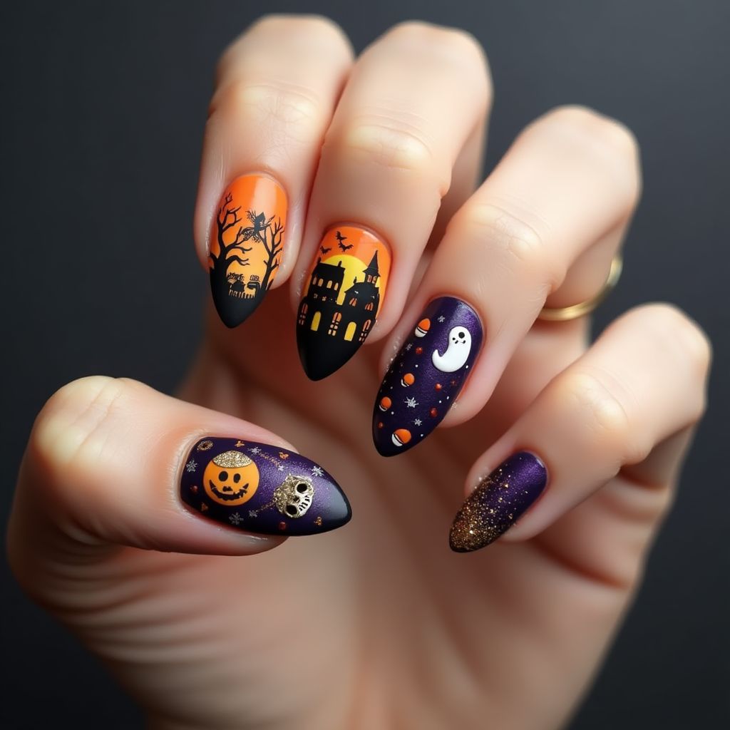Halloween Almond Nail Design