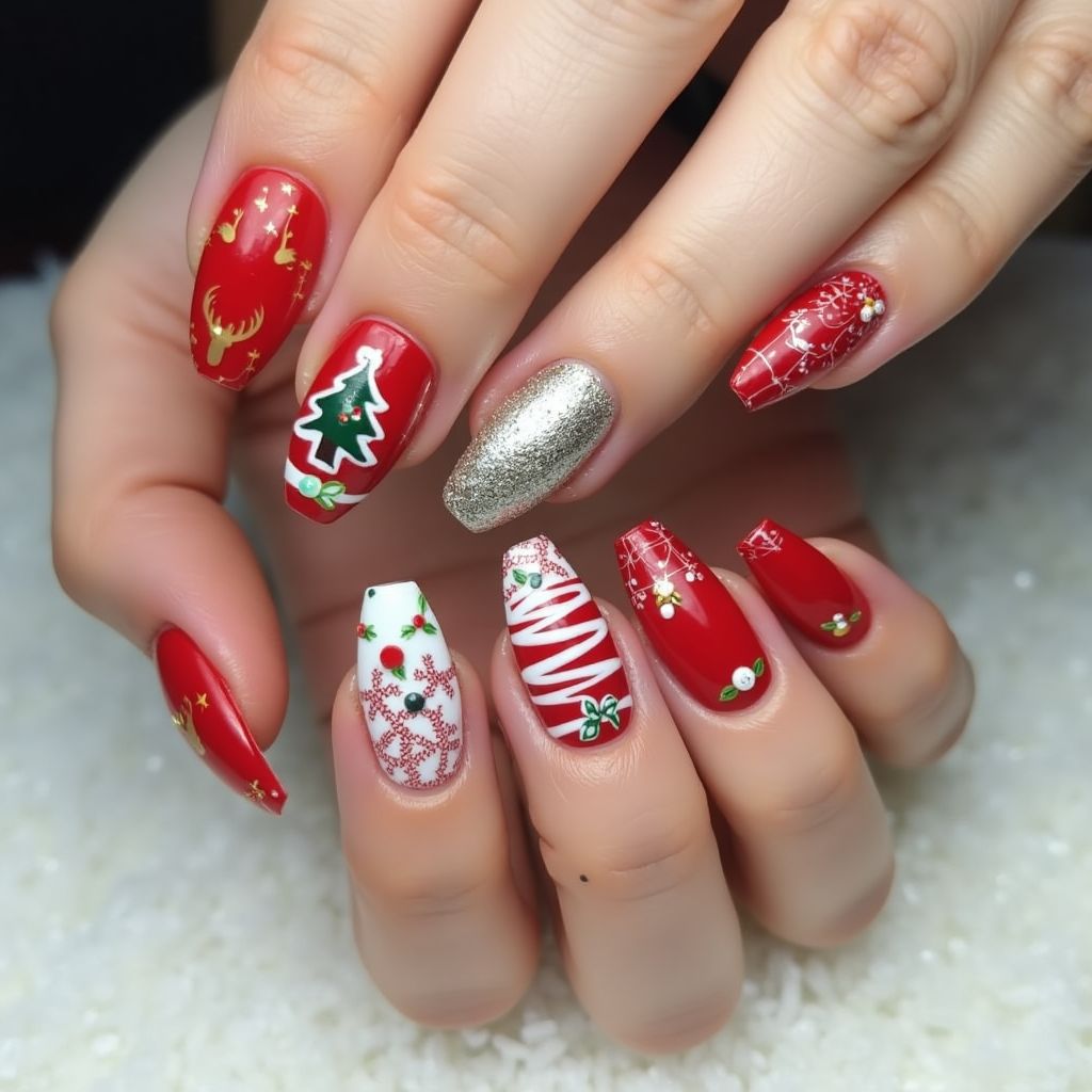 Christmas Round Nail Design