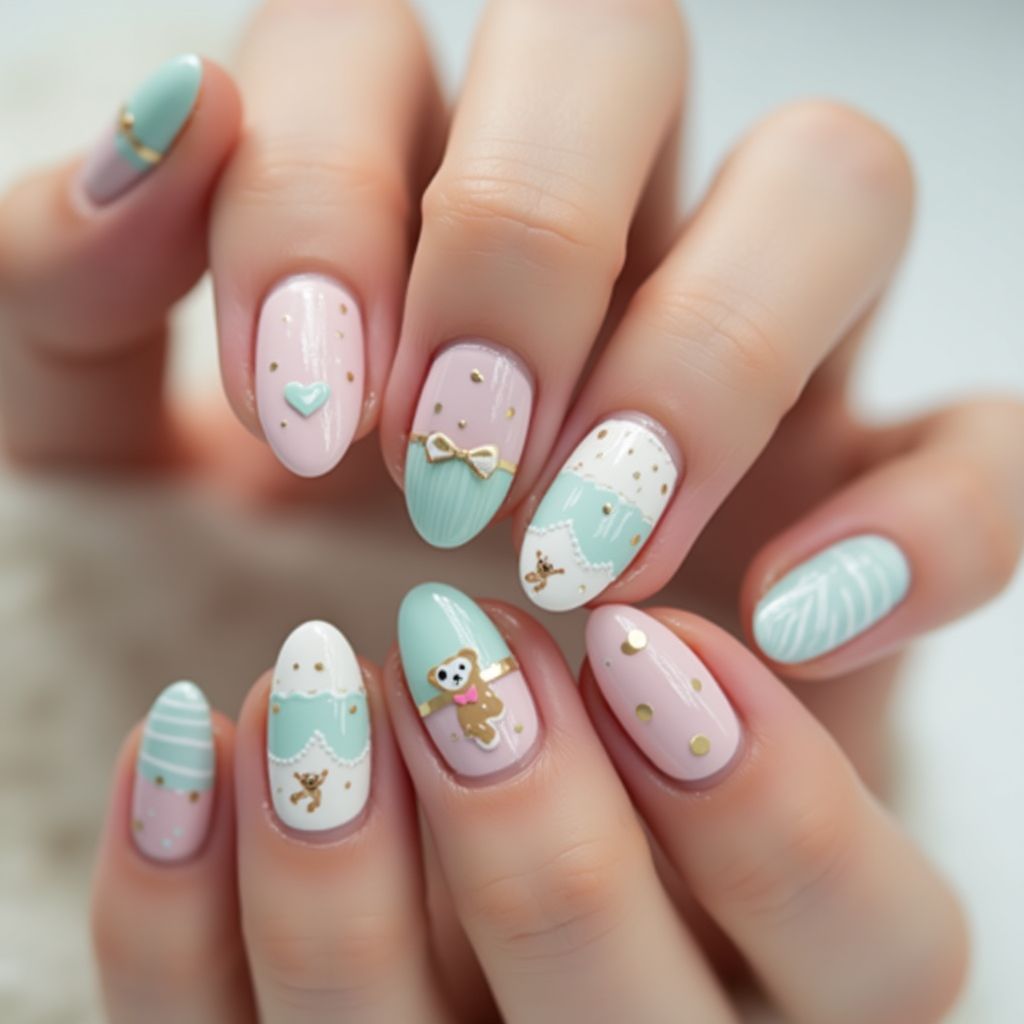 Baby Shower Round Nail Design