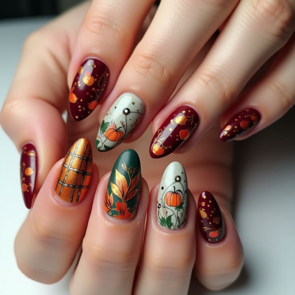 Thanksgiving Stiletto Nail Design