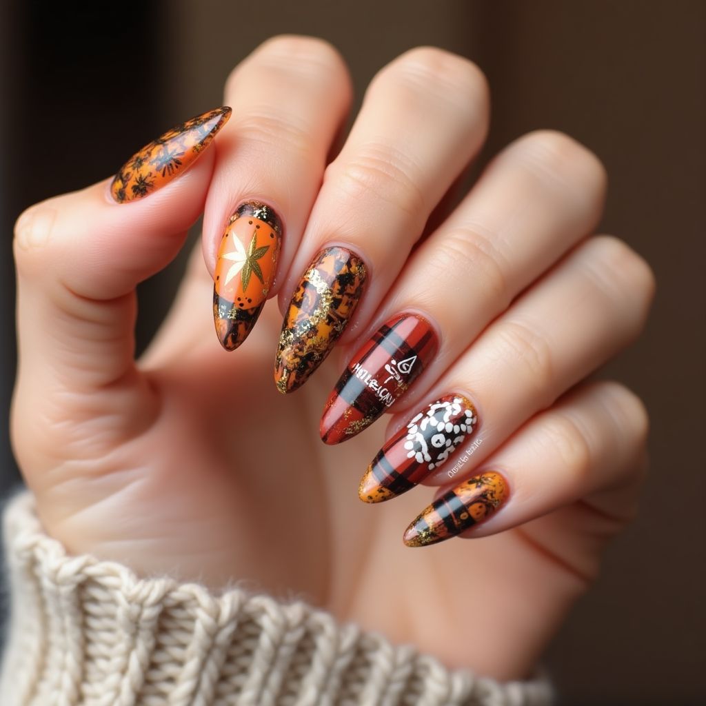 Thanksgiving Stiletto Nail Design