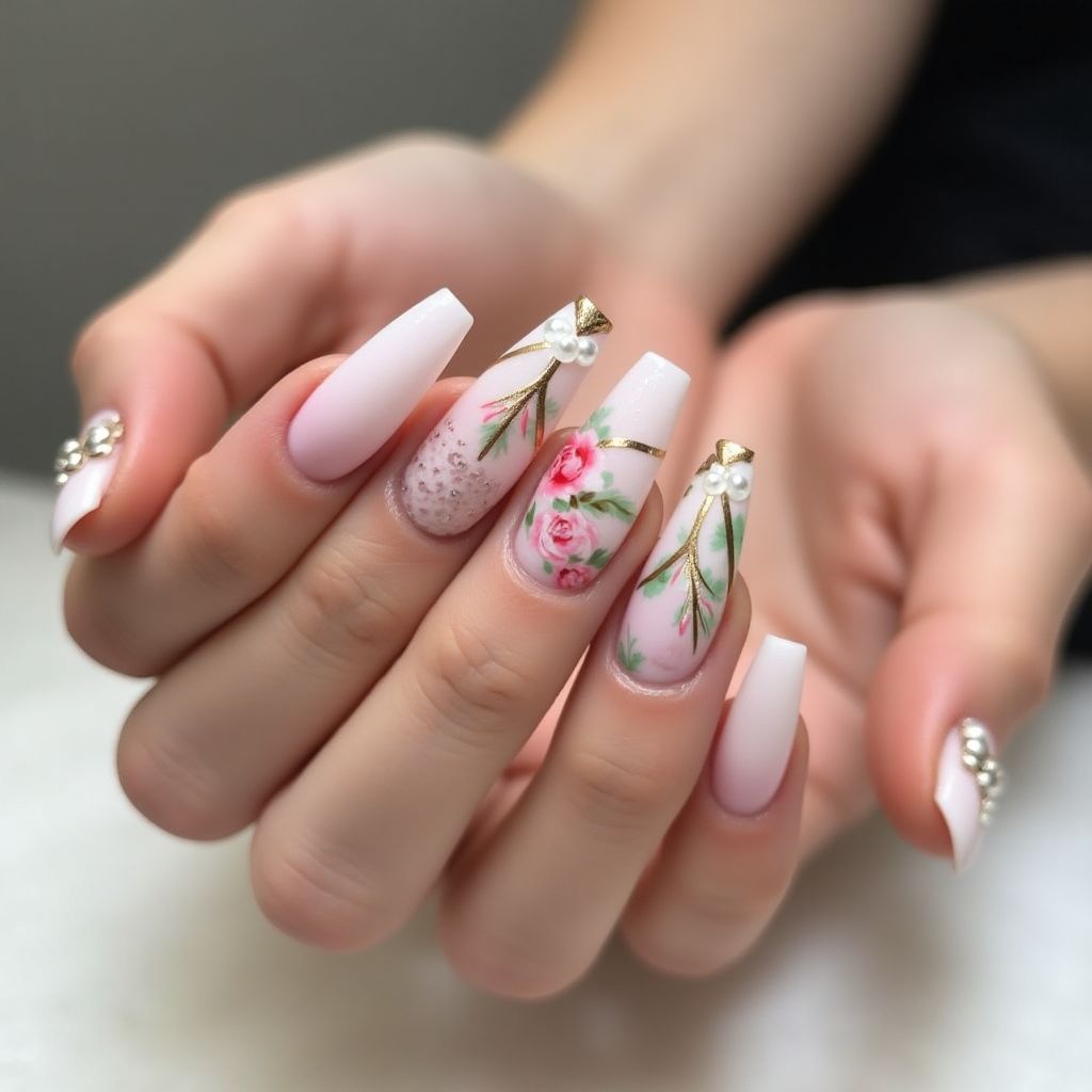 Bridal Shower Round Nail Design