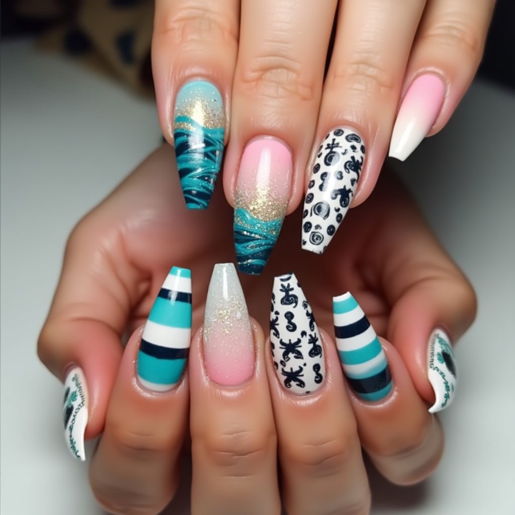 Cruise Stiletto Nail Design