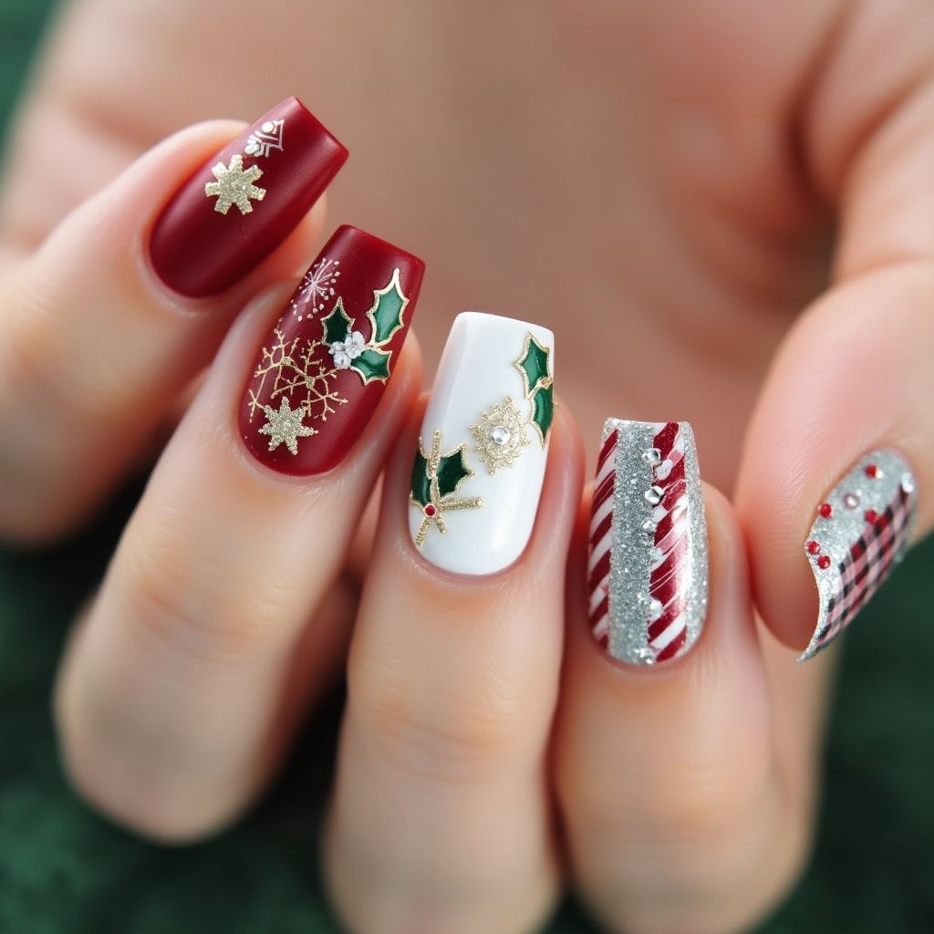 Christmas Square Nail Design