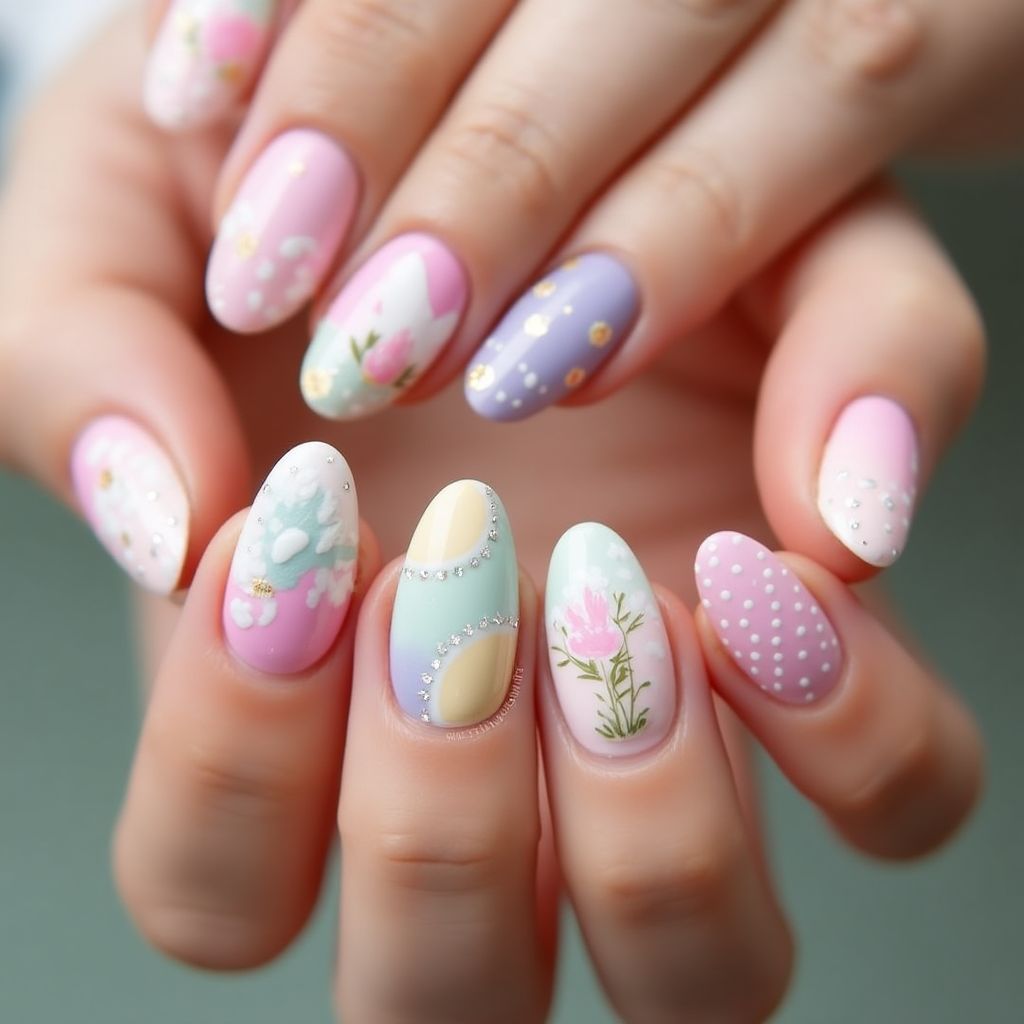 Easter Round Nail Design