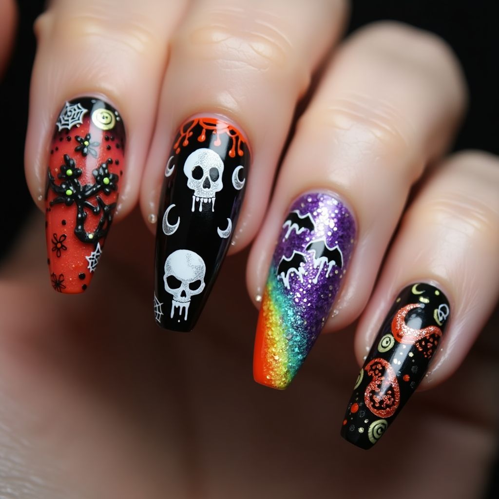 Halloween Stiletto Nail Design