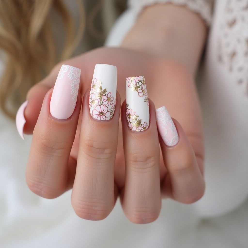 Bridal Shower Square Nail Design