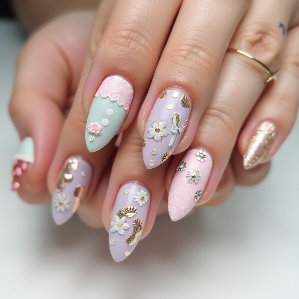 Baby Shower Almond Nail Design