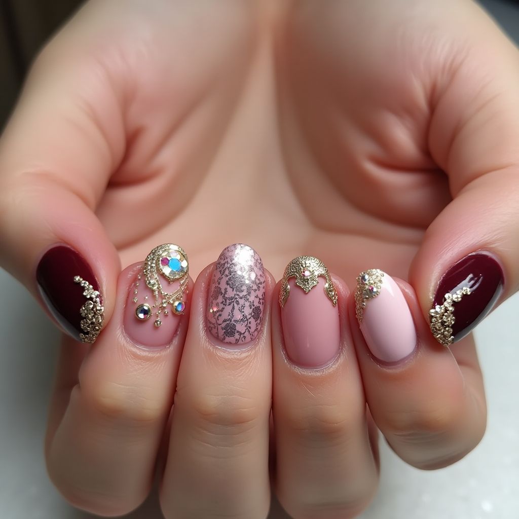 Prom Round Nail Design
