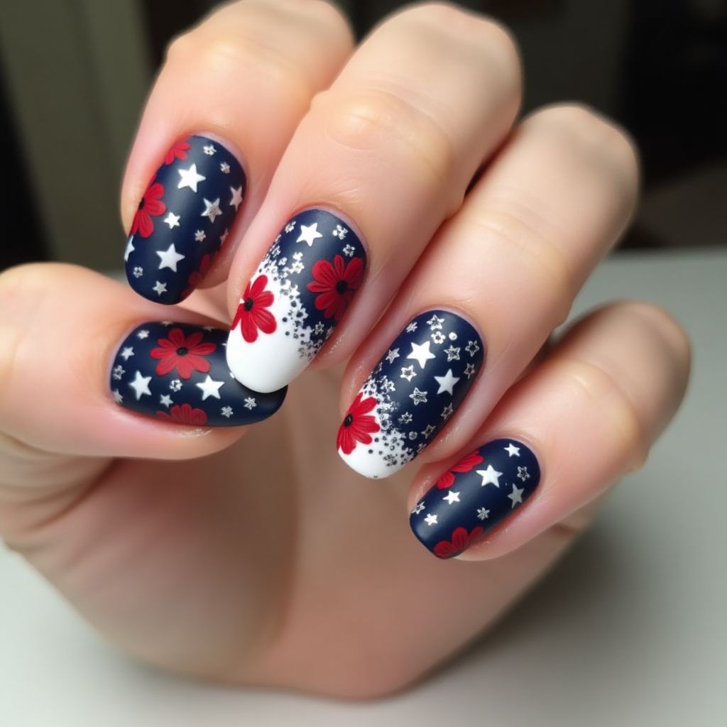 Memorial Day Stiletto Nail Design