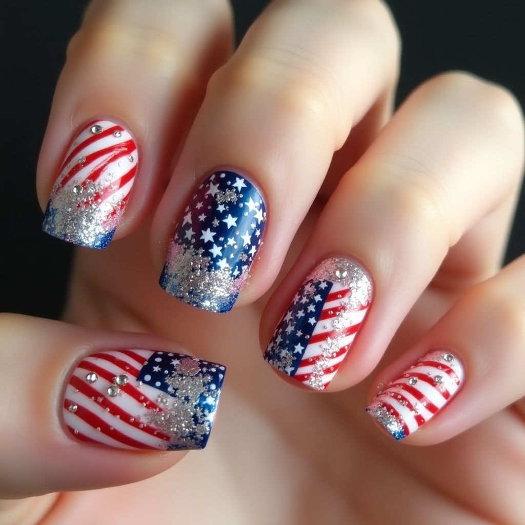 4th Of July Square Nail Design
