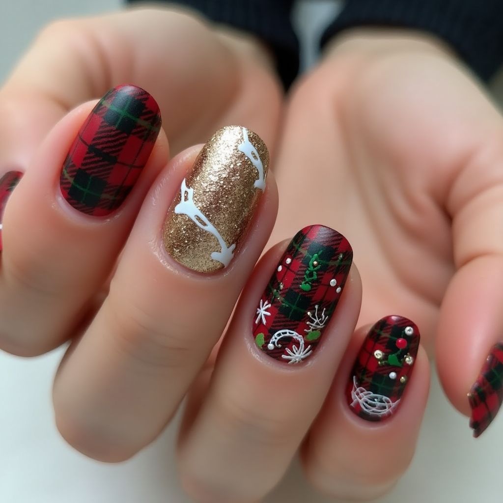Christmas Coffin Nail Design