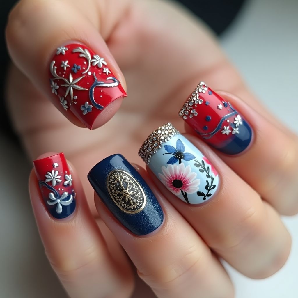 Memorial Day Coffin Nail Design