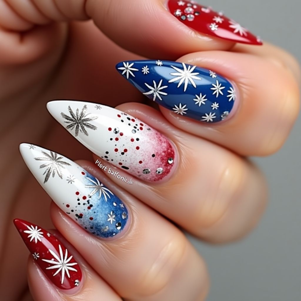 4th Of July Stiletto Nail Design