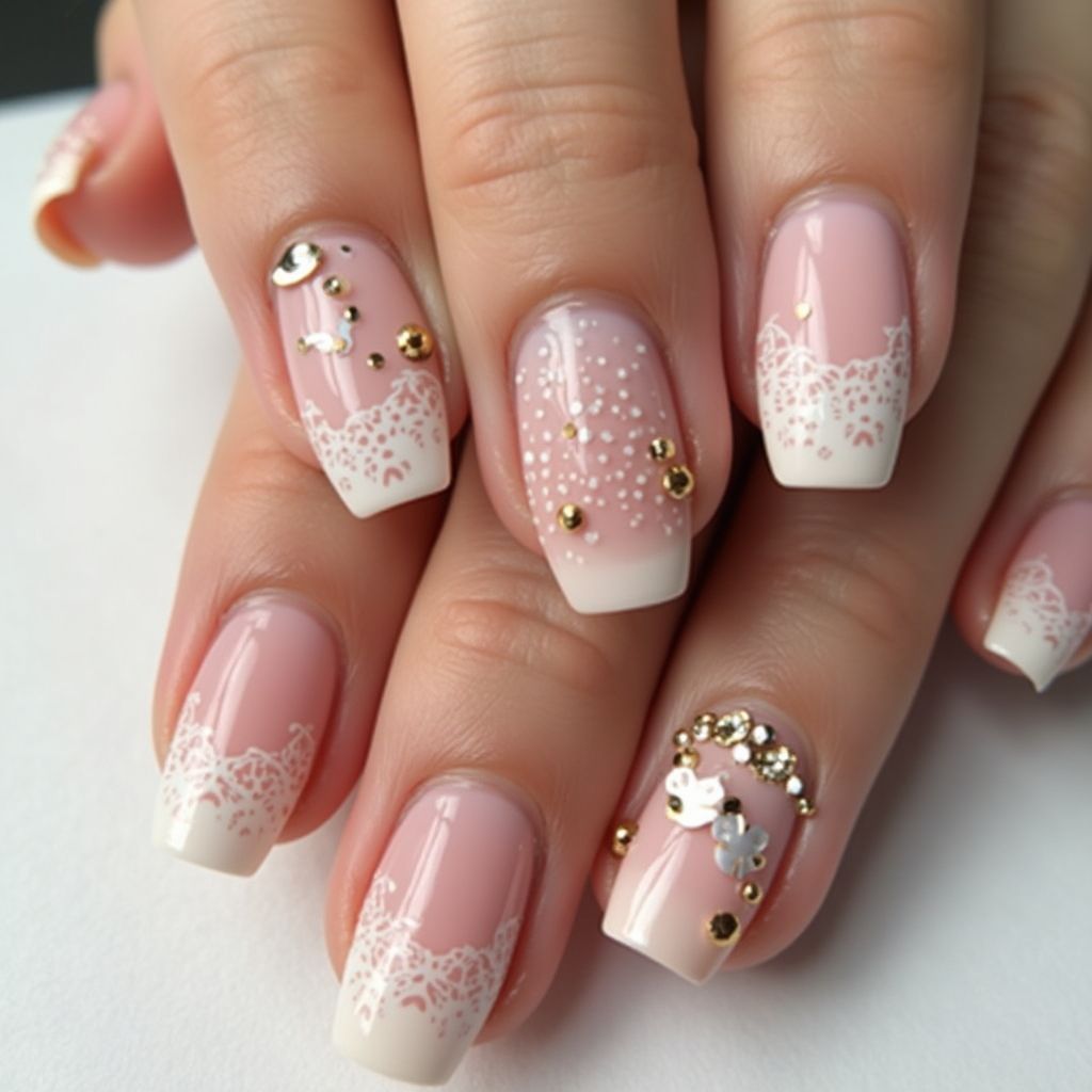 Bridal Shower Square Nail Design