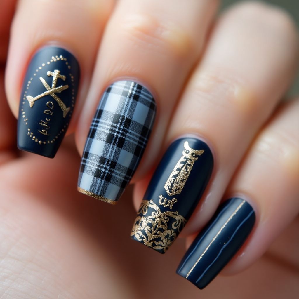 Father's Day Coffin Nail Design