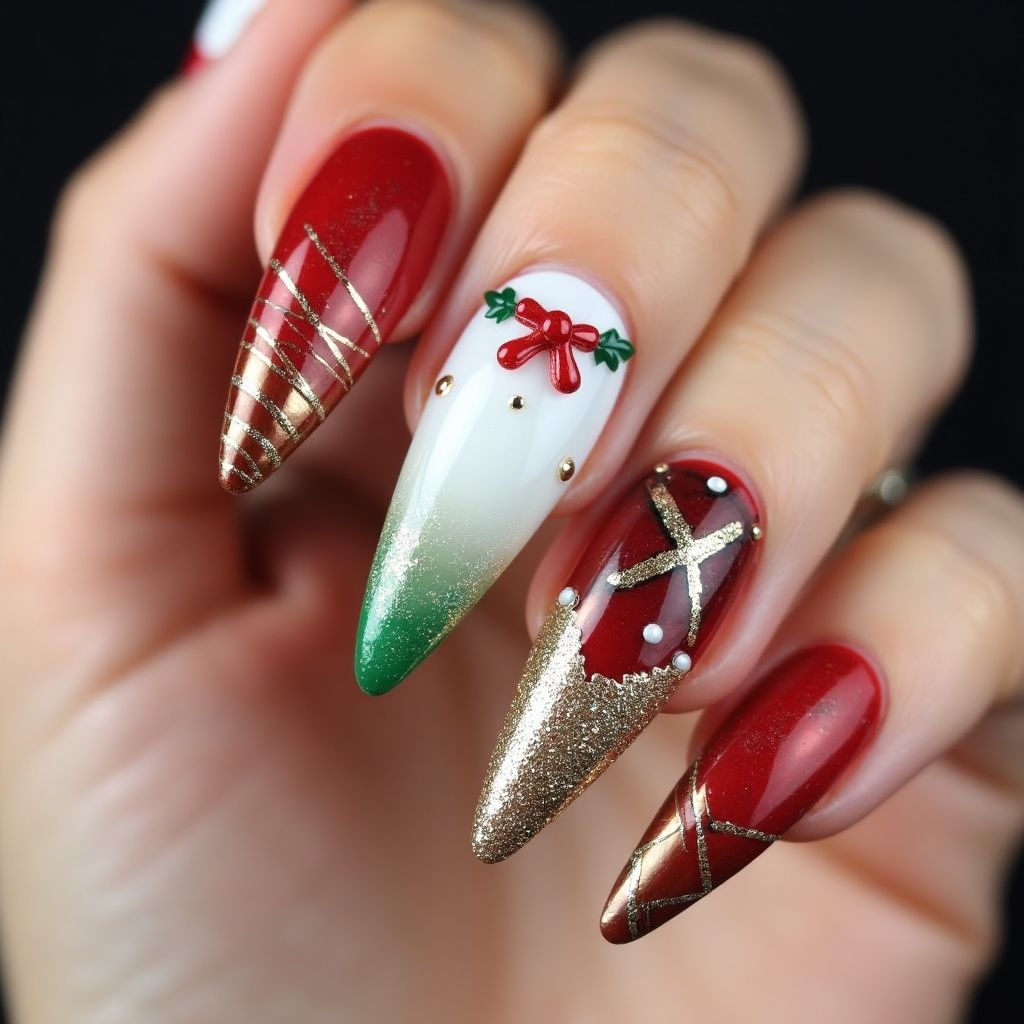 Christmas Stiletto Nail Design