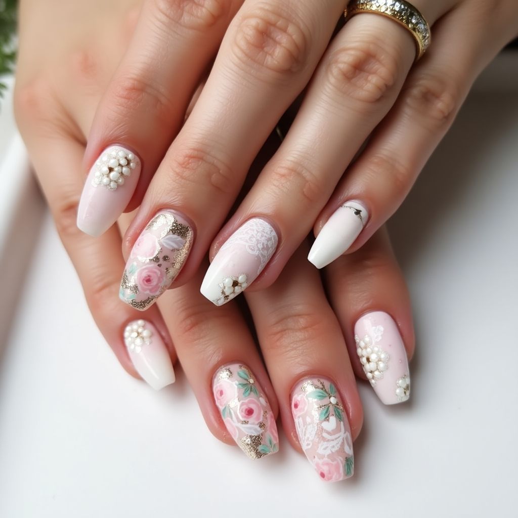 Bridal Shower Stiletto Nail Design