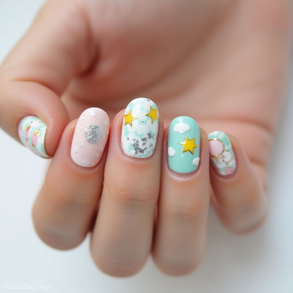 Baby Shower Round Nail Design