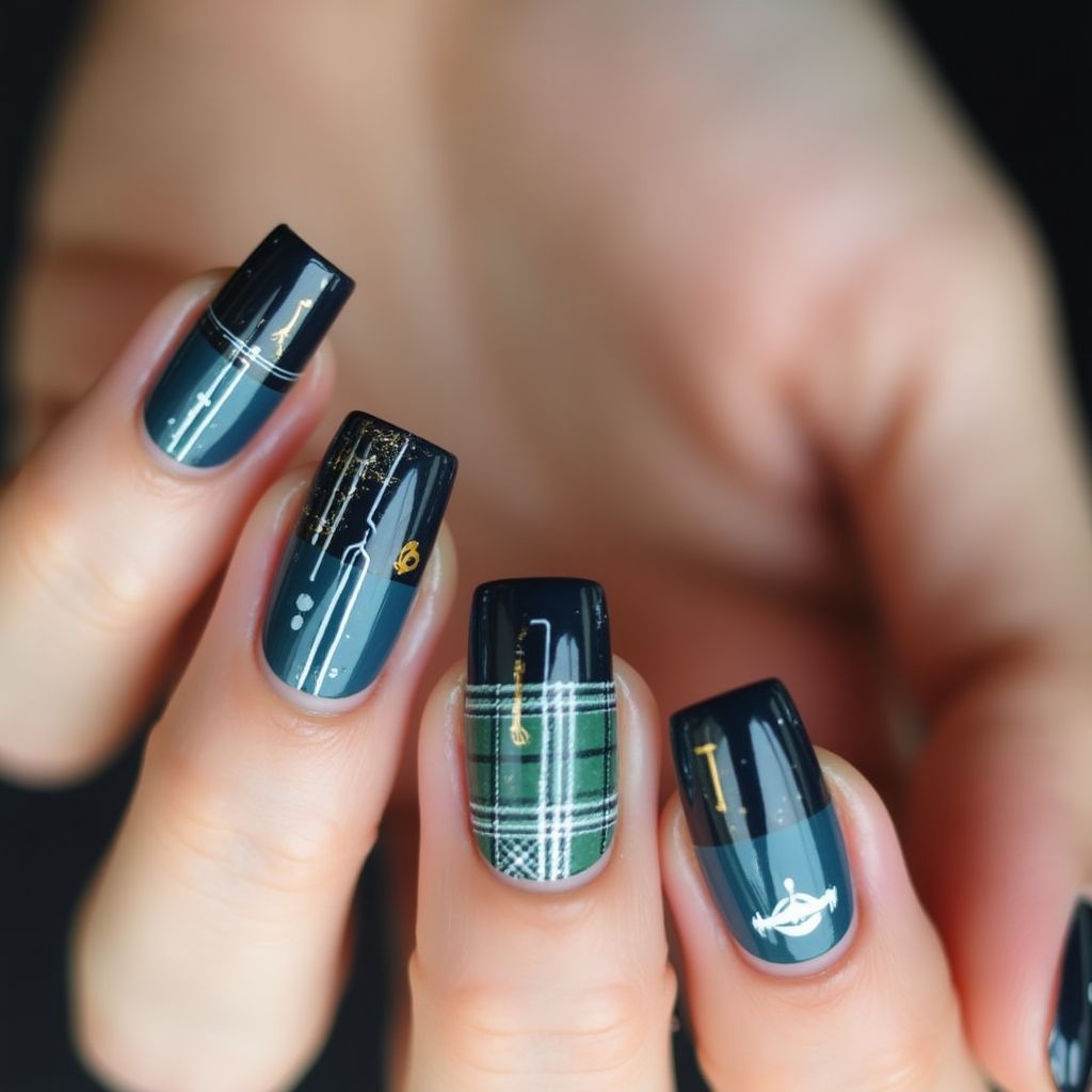 Father's Day Square Nail Design