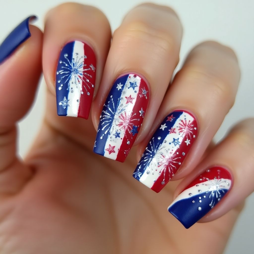 4th Of July Stiletto Nail Design