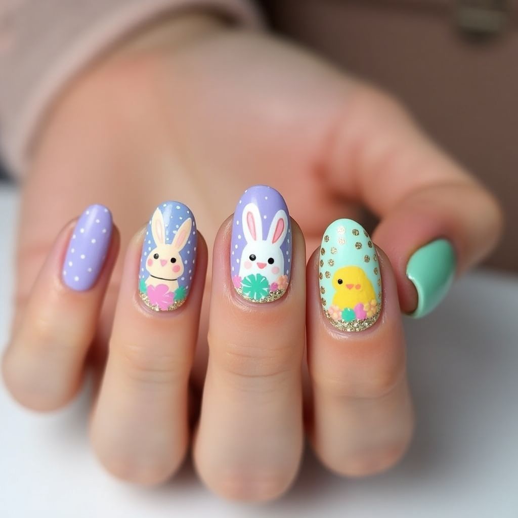 Easter Round Nail Design
