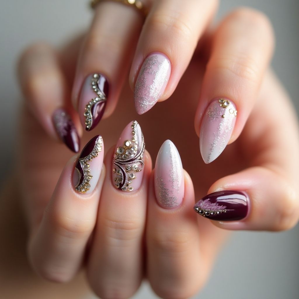 Prom Almond Nail Design