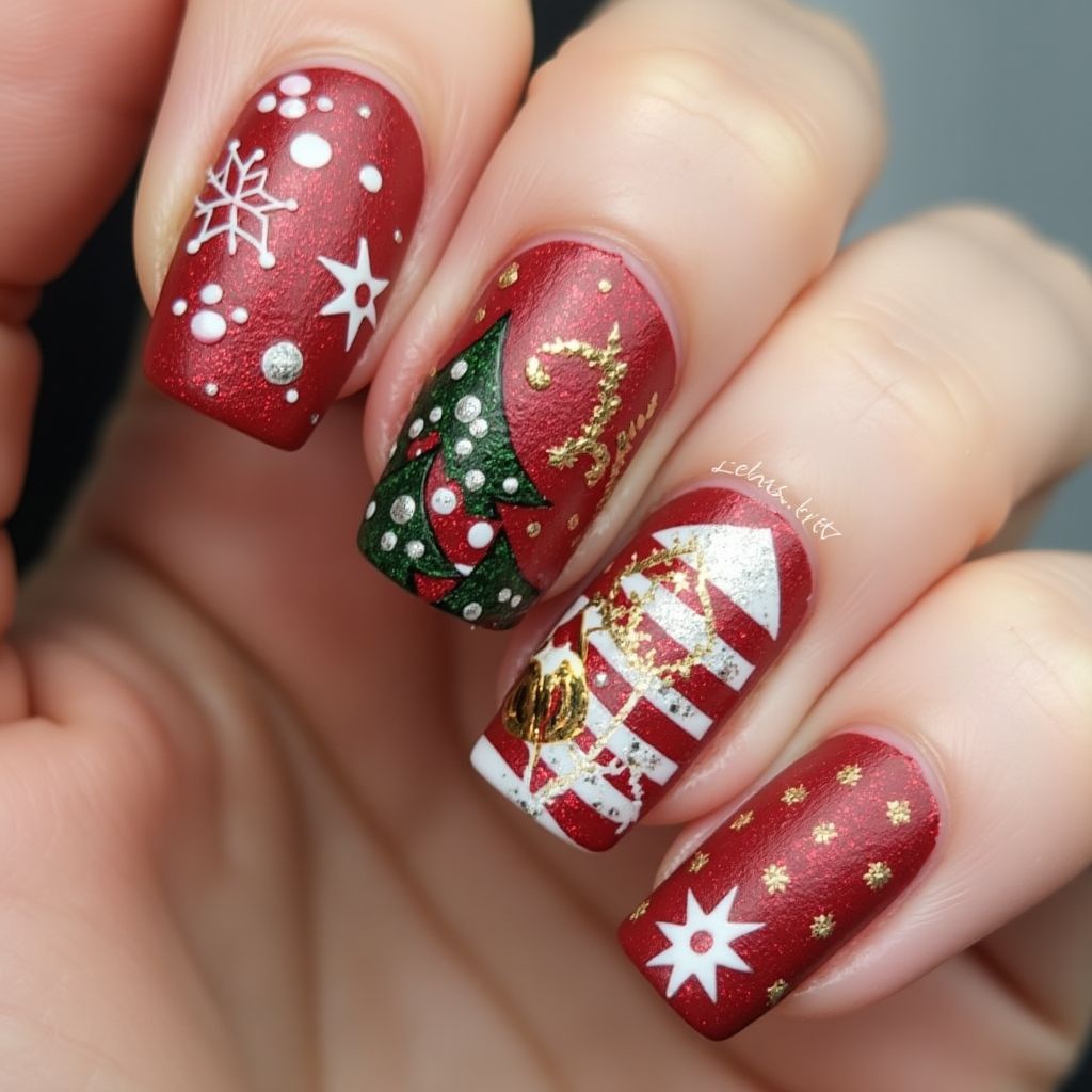 Christmas Square Nail Design