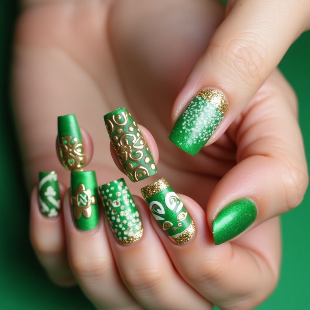St Patrick's Day Square Nail Design