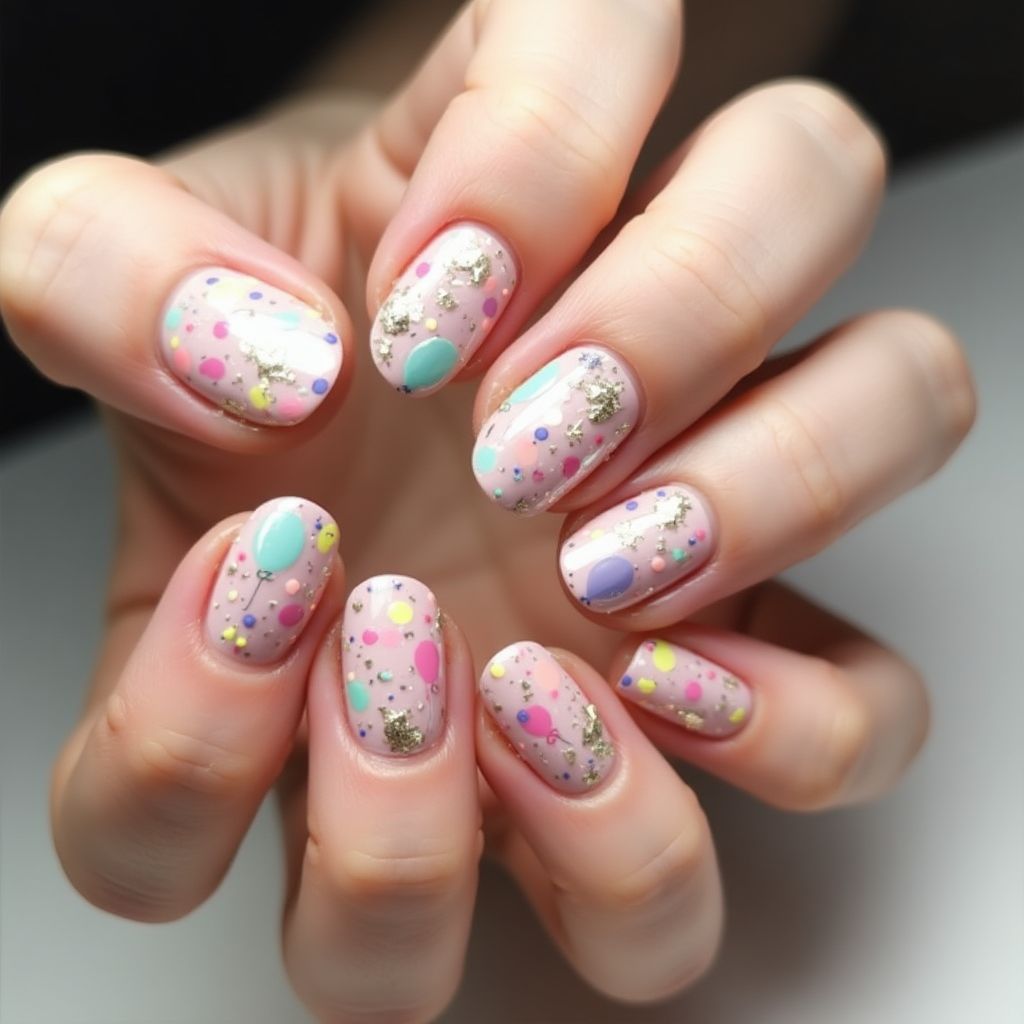 Birthday Round Nail Design