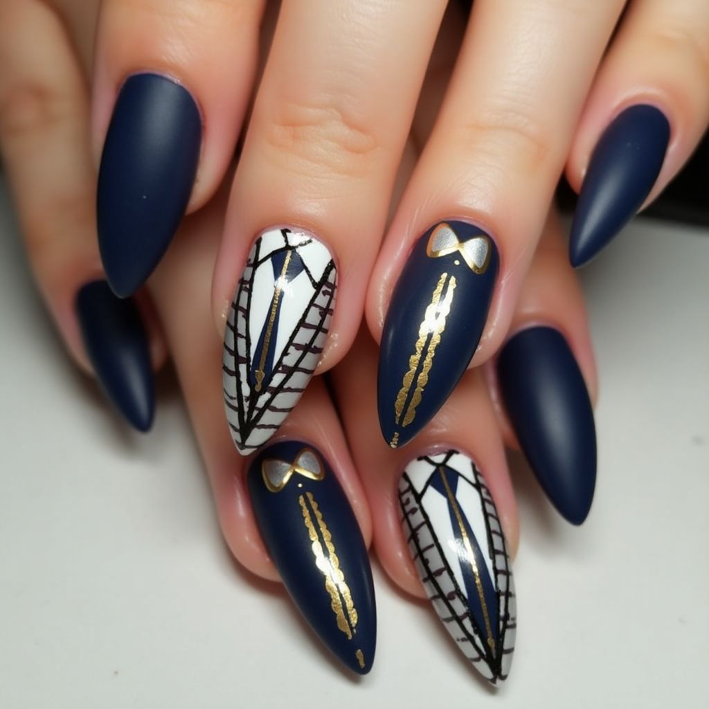 Father's Day Stiletto Nail Design