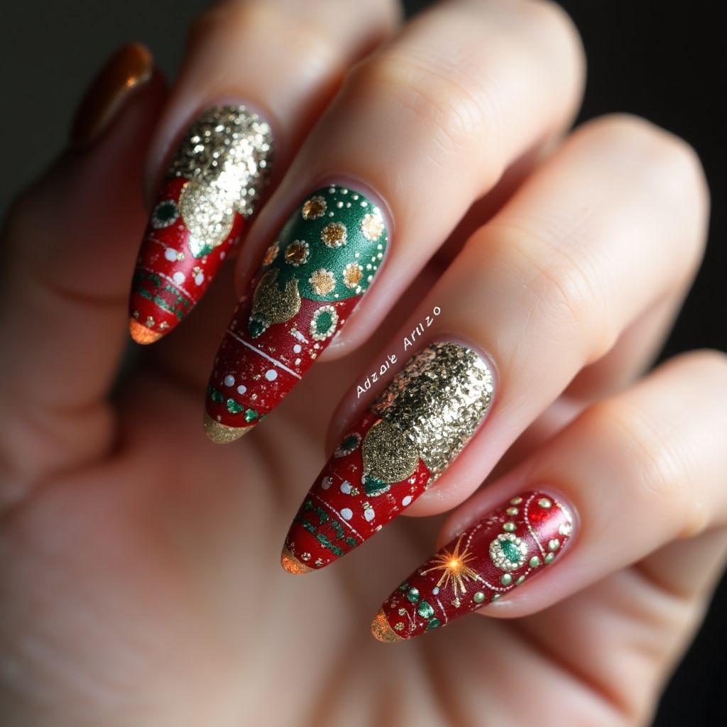 Christmas Stiletto Nail Design