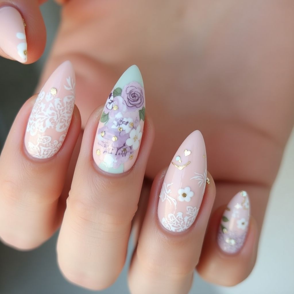 Mother's Day Stiletto Nail Design