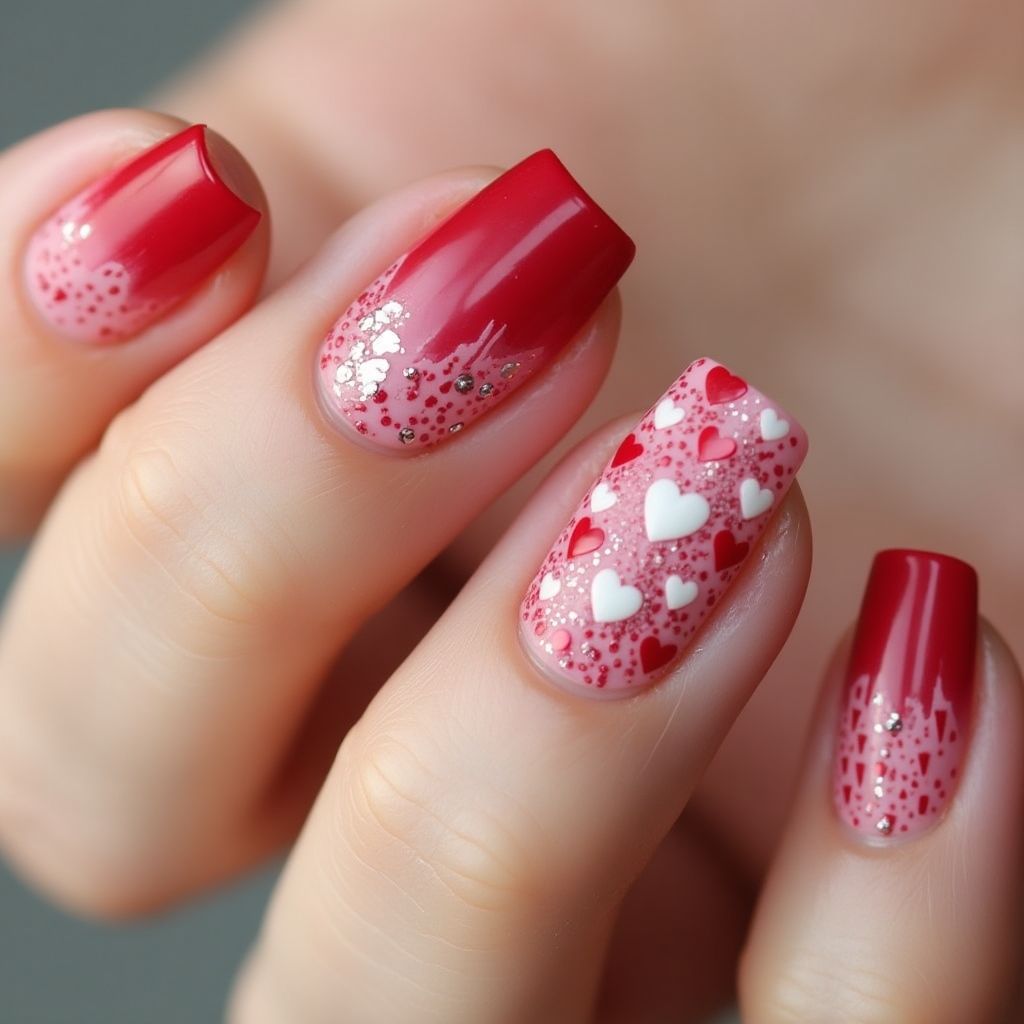 Valentine's Day Square Nail Design