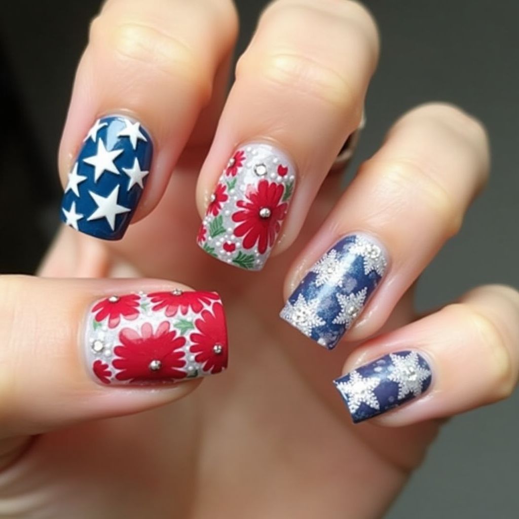 Memorial Day Square Nail Design