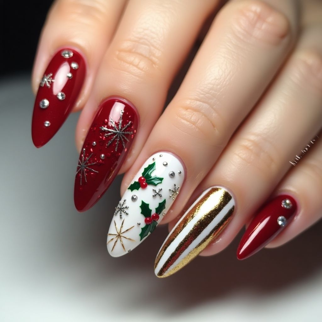 Christmas Stiletto Nail Design