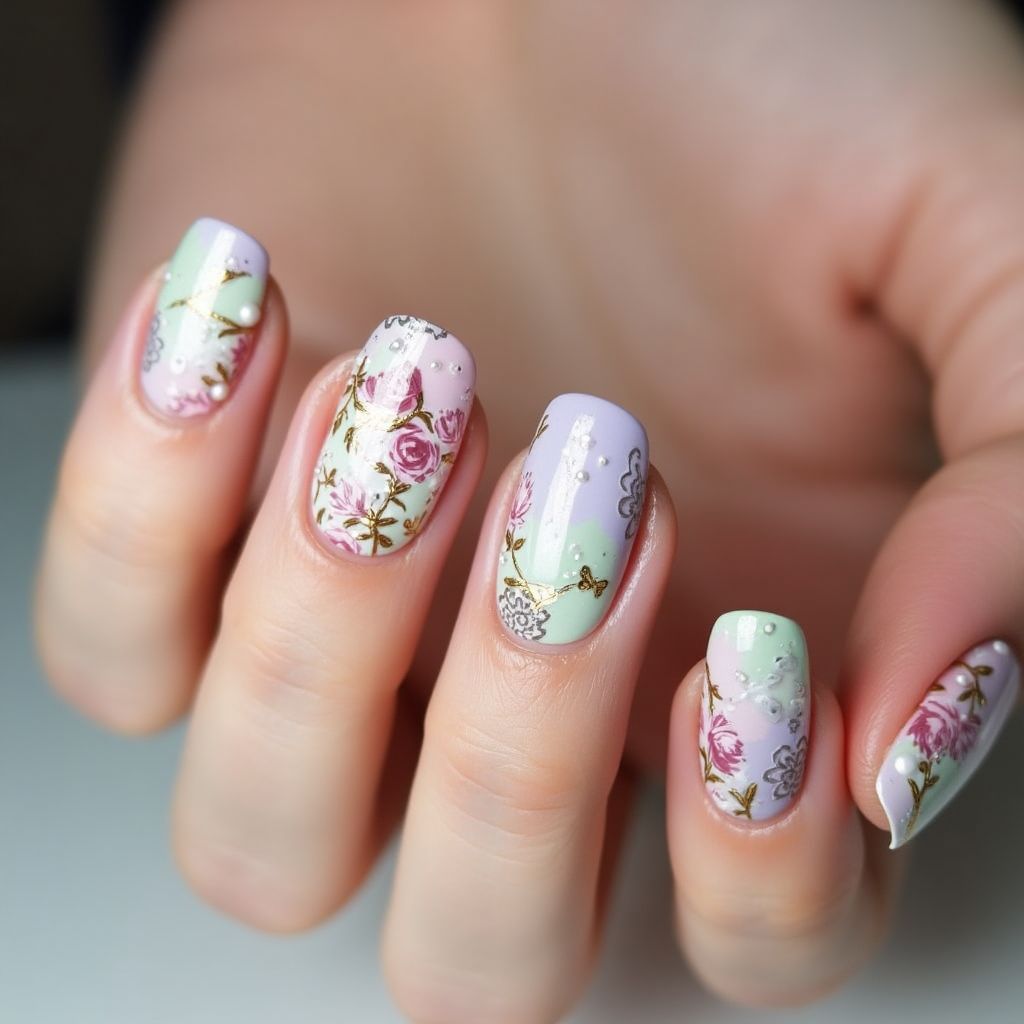 Mother's Day Round Nail Design
