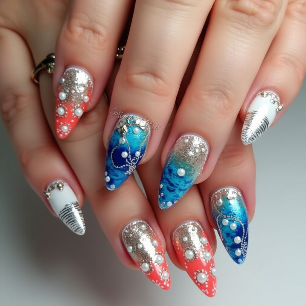 Cruise Stiletto Nail Design