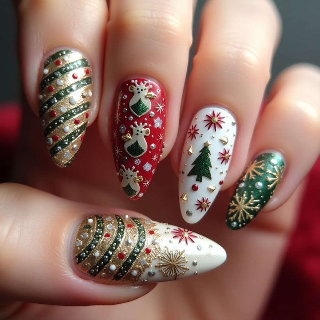 Holiday Stiletto Nail Design