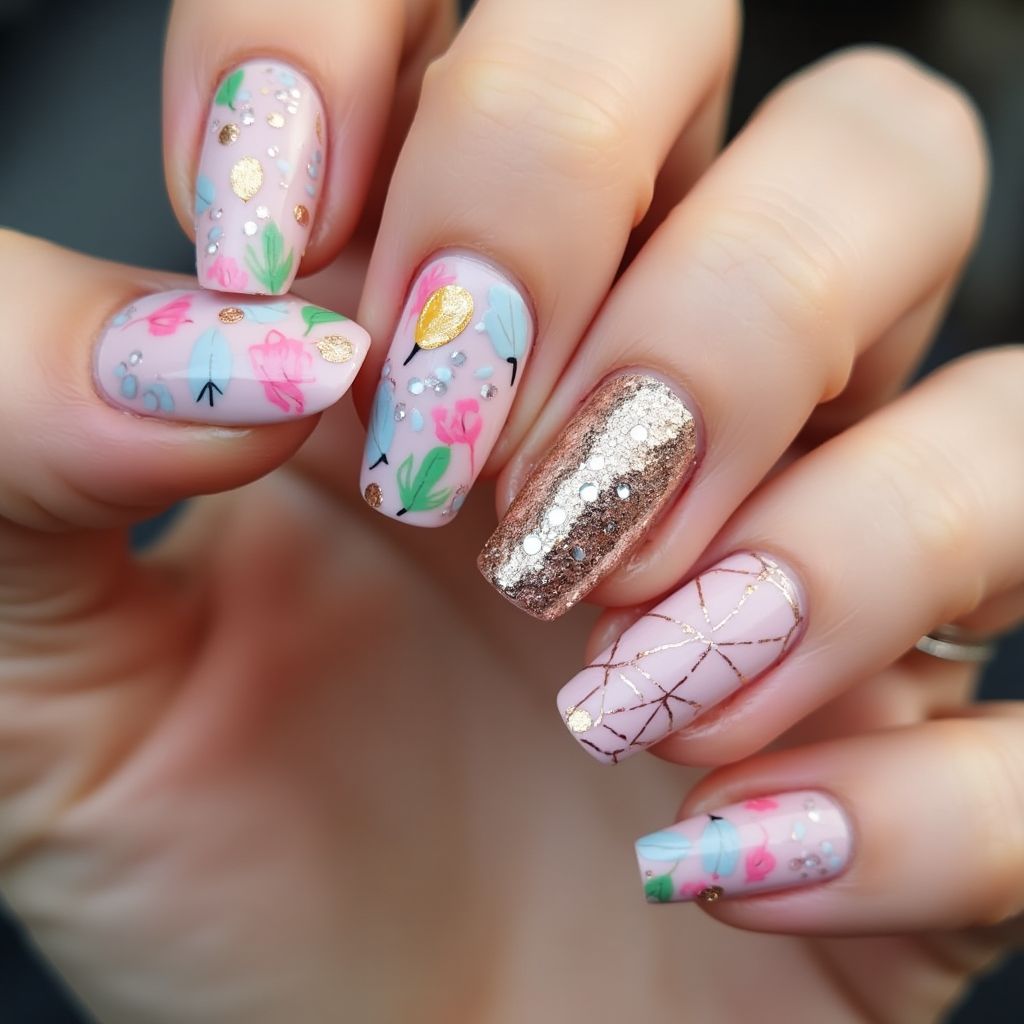 Celebration Round Nail Design