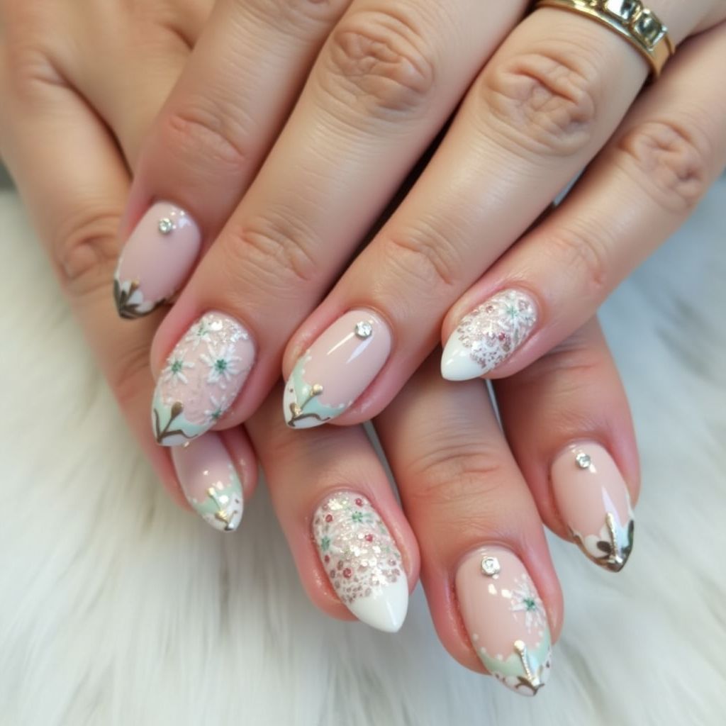 Bridal Shower Almond Nail Design