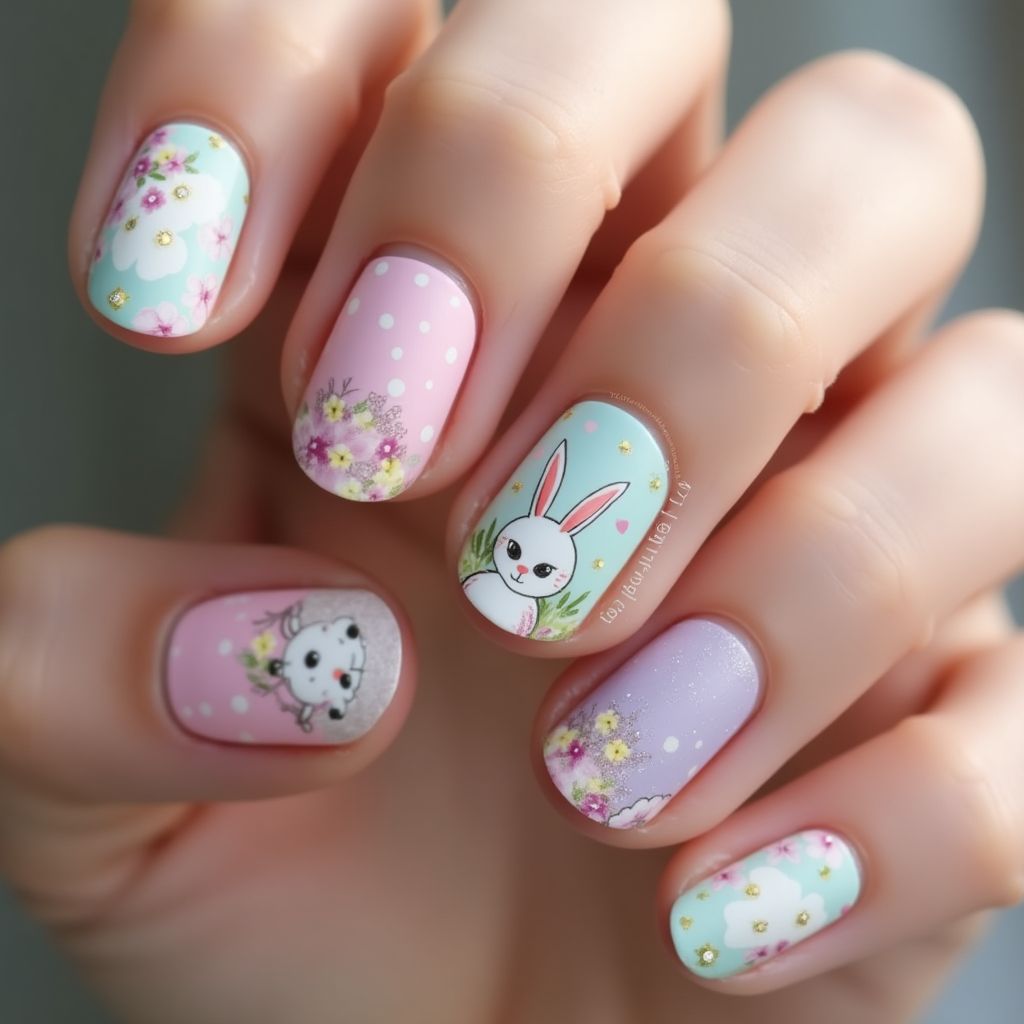 Easter Round Nail Design