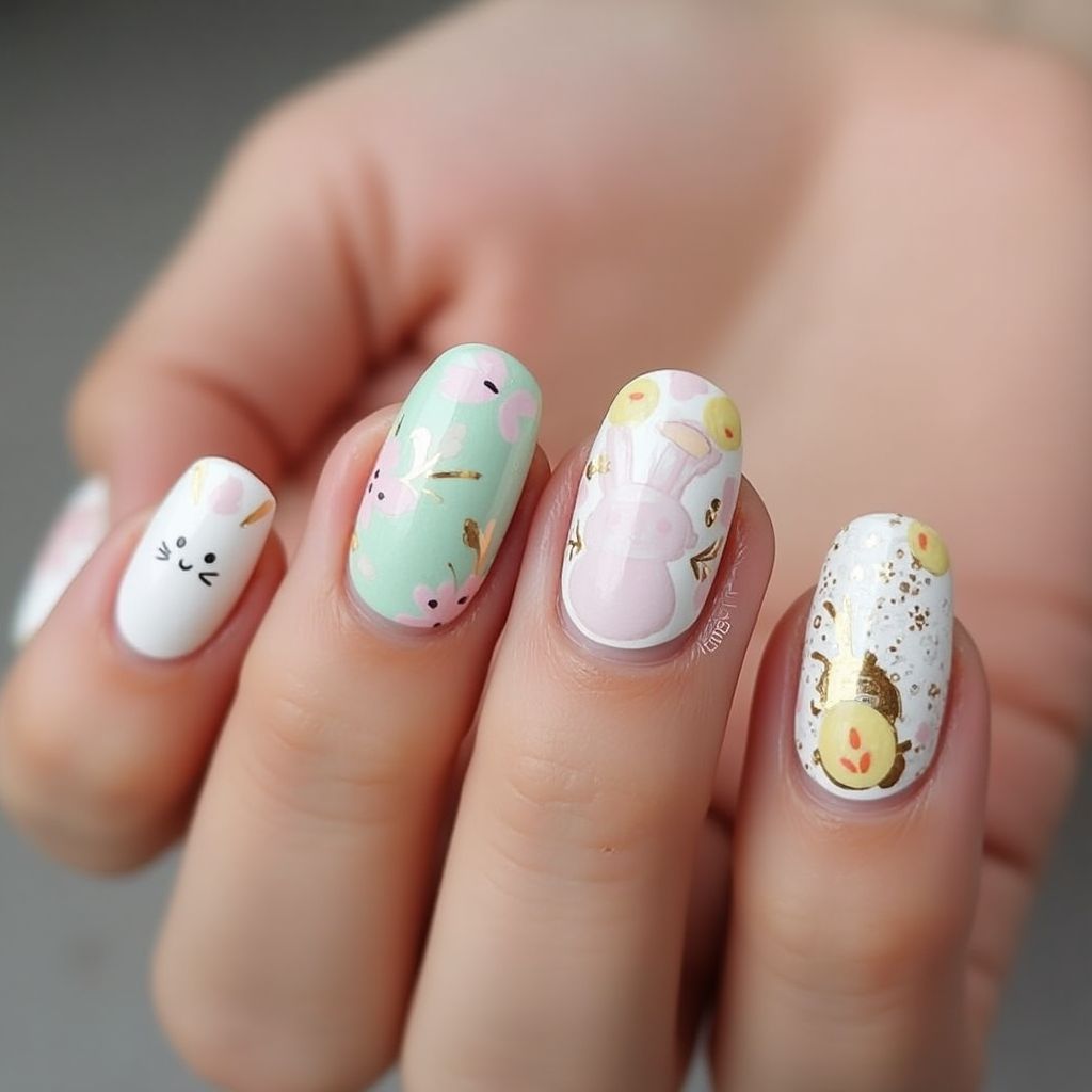 Easter Round Nail Design